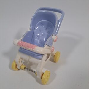 Fisher Price Loving Family Dollhouse 1997 Baby Stroller Carriage Yellow Wheels